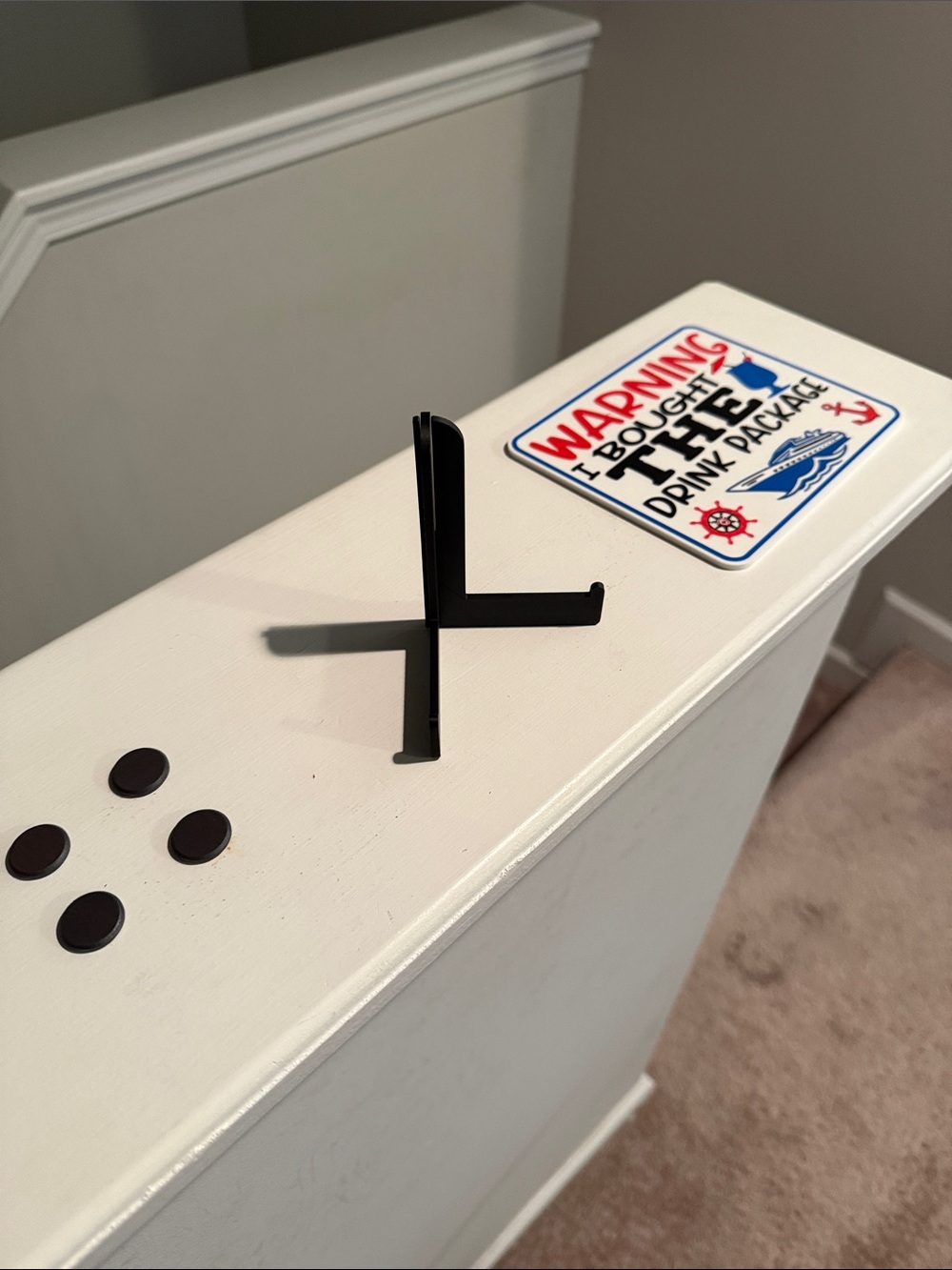 "Warning I Bought The Drink Package" Decorative Sign - Red, Blue, Black - Picture 4 of 4